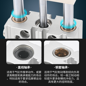 Cylindre pneumatique réglable Tcmj Tclj12 16 20 25 32 40 20 30 50 75 100 15 Série de cylindres à piston à corps en aluminium - Product Image 5