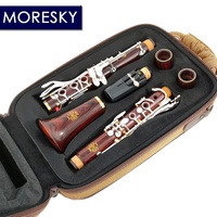 MORESKY Clarinet Bb Cocobolo Wood Silver Plated Keys 18-Key Customizable Luna Nickel Silver Surface Grenadilla Body