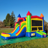 Château gonflable commercial en PVC pour fêtes, combinaison toboggan et château gonflable humide/sec à vendre