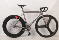Vélo de route à pignon fixe avec cadre en alliage d'aluminium SNM100, roues à trois rayons en alliage de magnésium, freins à double disque à vitesse unique