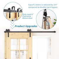 AAG Fabricante de fábrica Estilo único Negro Níquel cepillado Bypass Puerta corredera de Granero Hardware y Hardware Kit para puertas dobles