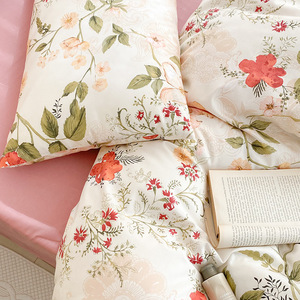 Monet Bộ đồ giường 3 món cỡ King Phong Cách sân vườn Bộ vỏ gối mềm mại thoáng khí vỏ chăn bông 100% in hoa thực vật - Product Image 3