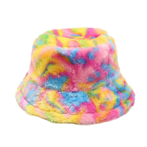 SIDDIQUI HOSINEX 2024 Women's Flat Faux Fur Bucket <b>Hat</b> Solid Laminated Casual Plush Seamless Dyed Winter <b>Warm</b> Bow Ripped - Product Image 1