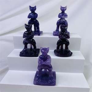 Venta al por mayor de cristal de lepidolita natural de alta calidad animales de dibujos animados tallado Reiki cristal púrpura pokeman para regalos Decoración - Product Image 5