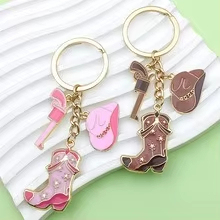 Llavero de Metal con Colgante de Pistola, Estilo Vaquero Vintage, Color Rosa, para Monedas, Decoración para <span class=keywords><strong>AirPods</strong></span> - Product Image 3