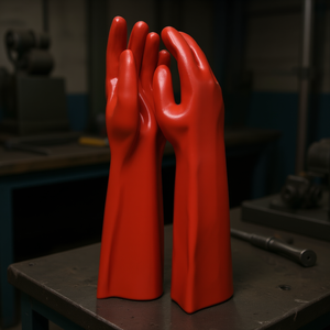 Ttake <b>PVC</b> Coated Cotton <b>Gloves</b> 10 Cut 35 Cm Length For Industrial Use - Product Image 3