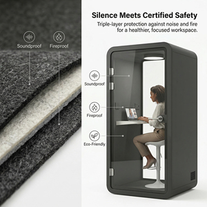 Cabine acoustique à assembler soi-même sans outils |   Cabine de bureau insonorisée modulaire à installation en 1 heure pour centres d'appels et bureaux à plan ouvert - Product Image 6