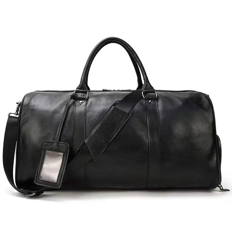 Custom Genuine Leather Travel Weekender Overnight Duffel Bag Gym Sports Tote Duffle Bag For Men