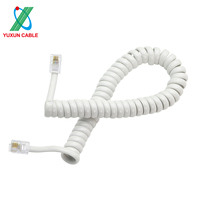 Câble téléphonique spiralé RJ9 4P4C en PVC extensible, facile à installer en intérieur, pour la maison, le bureau, la ligne téléphonique fixe