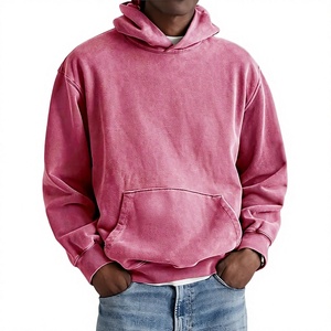 Sudadera con Capucha Rosa Extra Grande para Hombre, Color Sólido, Felpa, Informal, 100% Algodón, Transpirable, Ecológica, Corte Regular, Diseño con Bolsillos - Product Image 1