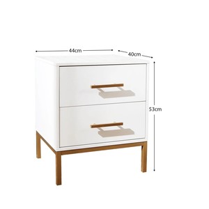Gold and <strong>White</strong> <strong>Bedside</strong> Table in the Bedroom 2 Drawers Night Table <strong>Bedside</strong> - Product Image 5