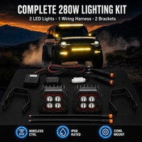 Feux LED 280W à montage sur capot, lampe de conduite latérale bicolore blanc ambre, kit de feux de travail auxiliaires tout-terrain pour camion et SUV