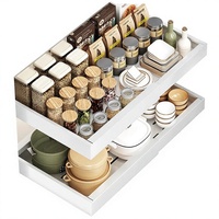 Panier de rangement coulissant rectangulaire en métal à un seul niveau pour cuisine, avec glissières et étagère à fixation sous évier pour le rangement des épices