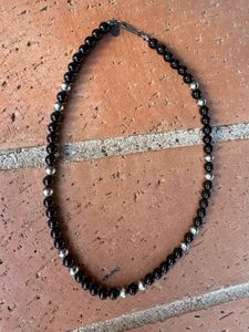 สร้อยคอเงินแท้ประดับมุกและออนิกซ์ขนาด 5 มม. ทำด้วยมือ สำหรับทำเครื่องประดับ ของขวัญสำหรับเธอ - Product Image 2