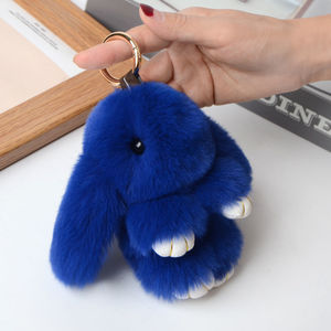 Fluffy lông mềm Bunny sang trọng <span class=keywords><strong>Keychain</strong></span> Thú nhồi bông đồ chơi lông thú với Pom Pom bóng Phụ kiện cho túi ví quyến rũ - Product Image 2
