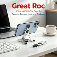 Support de téléphone rotatif à 360 degrés en alliage de zinc pliable, ultra compact, porte-clés, support portable pour tablettes et smartphones