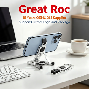 Supporto per Telefono Girevole a 360 Gradi in Lega di Zinco, Pieghevole, Ultra Compatto, Portachiavi, Supporto Portatile per Tablet e Smartphone - Product Image 5