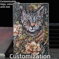 Carnet A5 Cuir Synthetique Couverture Rigide Vintage Journal 100 Pages 80g Papier Ligne Design Chat Retro Bureau Ecole Notes