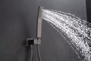 Rubinetti a pioggia nero opaco Set doccia a soffitto <span class=keywords><strong>con</strong></span> sistema di rivestimento per vasca da <span class=keywords><strong>bagno</strong></span> termostatico singolo portatile - Product Image 5