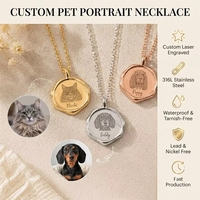 Collar con Retrato de Mascota Personalizado, Colgante con Foto de Perro Grabada con Láser, Sello de Cera, Acero Inoxidable, Resistente al Agua, Sin Deslustre, Regalo con Certificado CE