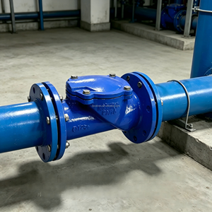 Valvola di ritegno in ghisa sferoidale industriale durevole PN16 QT450 GGG50 con rivestimento epossidico blu per tubazioni di approvvigionamento idrico - Product Image 4