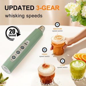 Mousseur à lait USB 3 vitesses en acier inoxydable HQ, écologique, avec mini-mélangeur à café, fouet et mousseur portatif - Product Image 2