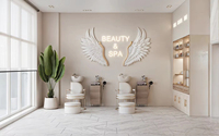 Design d'ameublement élégant et moderne pour salon de manucure avec éclairage LED |   Décoration de boutique de beauté écologique de luxe sur mesure