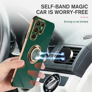 Funda de teléfono con soporte de anillo chapado de lujo para Samsung Galaxy S24 S23 S22 S21 S20 Ultra Plus FE para Note 10 20 Plus Ultra Cover - Product Image 2
