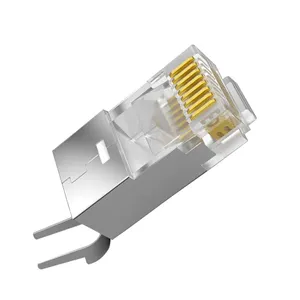 Hoge Kwaliteit 50U CAT7 ftp Modulaire Plug 8P8C Afgeschermde Cat7 Rj45 Connector Met Zwaluwstaart Clip Ontwerp