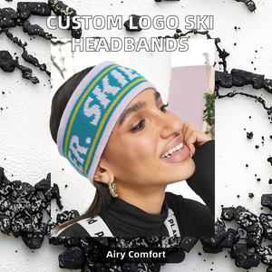 Individuelles Logo Unisex Ski-Stirnbänder für Erwachsene aus 100 % Baumwolle, atmungsaktiv, dehnbar, sportliches Winter-Schneesport-Schweißband mit Elastik - Product Image 2
