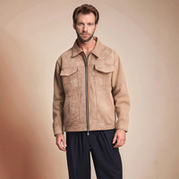 Printemps Automne Nouvelle Mode Hommes American High Street Solid Color Chamois Multi Pocket Zipper Jacket Coat Casual Trendy Coat Male