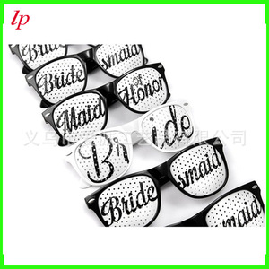 Bride Bridesmaid Sunglasses White Black Frame Party <b>Wedding</b> <b>Props</b> LPP4198 - Product Image 2