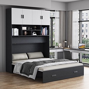 <span class=keywords><strong>Lit</strong></span> mural pliable de qualité professionnelle, moderne et minimaliste, avec armoire de rangement pour le bureau et la chambre à coucher - Product Image 1