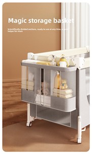 Cuna Multifuncional para Bebé con Elevación y Plegado de un Toque, Diseño de Empalme sin Costuras, Material de Metal/Madera para Recién Nacidos de 0 a 3 Años, Uso Doméstico - Product Image 6