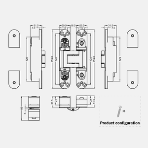 GD100 100kg Heavy Duty Stainless Steel Modern 3D Three-<strong>Way</strong> Adjustable Invisible Hidden <strong>Concealed</strong> Door <strong>Hinges</strong> 180 Degrees Opening - Product Image 5