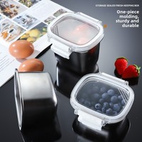 304 Edelstahl Quadratische Mikrowellengeeignete Tragbare Lunchbox Suppenschüssel Bento-Behälter mit Frischhalte-Deckel