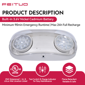 Luminaires d'éclairage de secours <span class=keywords><strong>à</strong></span> double tête certifiés UL pour éclairage de secours extérieur <span class=keywords><strong>à</strong></span> endroit humide - Product Image 3