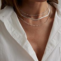 Ensemble de chaînes à maillons en corde torsadée à trois couches en argent avec chaîne serpent 2.5 et collier Figaro 35 + 38 + 42cm à la mode N0441