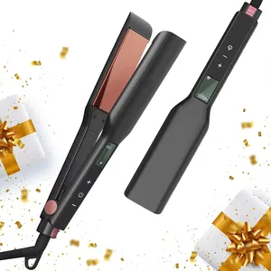 Custom Logo 1068 Titanium Private Label Flat Iron Hair Irons Best Wide Plate Touch Screen Digital Hair Straightener With Cord