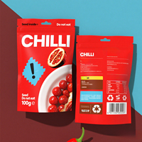 Sachet alimentaire personnalisé en plastique mat imprimé avec fermeture éclair pour emballage de 100g de snacks, fruits secs et bonbons