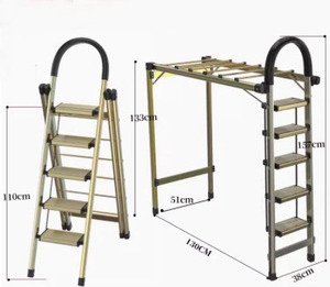 Escabeau multifonctionnel domestique échelle de séchage réglable en alliage d'aluminium à chevrons <span class=keywords><strong>escalier</strong></span> escabeau pliant - Product Image 3