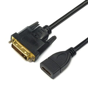 Câble adaptateur DVI 24 + 5 mâle vers HDMI femelle, connecteur vidéo en cuivre noir moulé par injection - Product Image 4