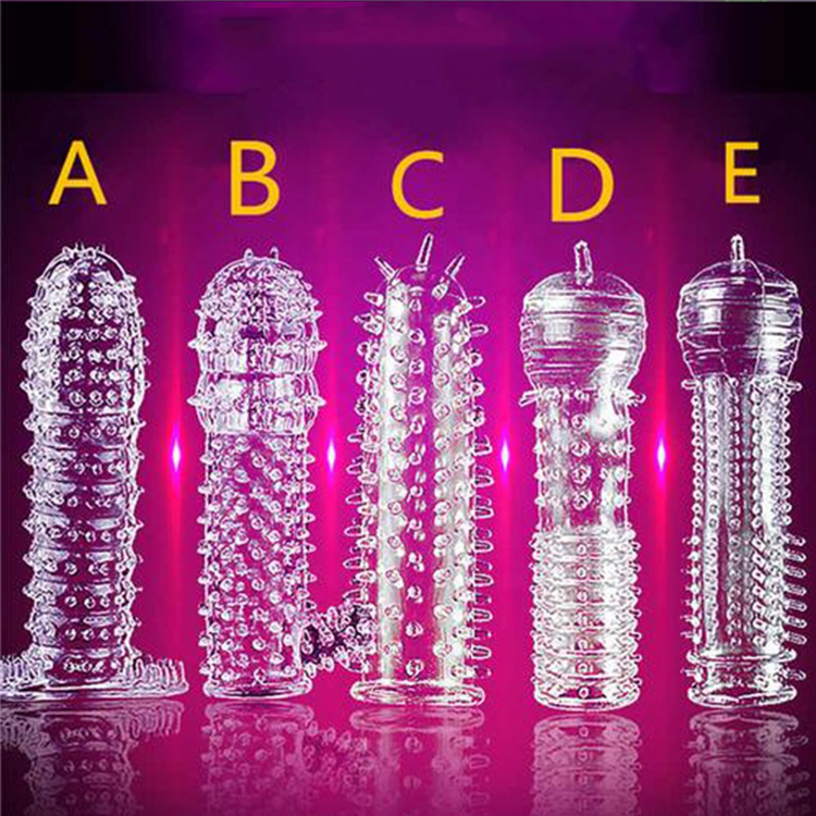 Extender Reusable Condoms Dotted Ribbed Delay Aid Thickening Thorn Condoms 5 styles