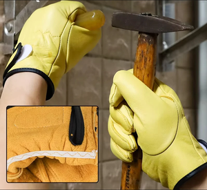 羊皮皮革耐热耐用工作手套手套男士园艺植树修车工地搬家 - Product Image 3