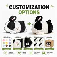 Peluche personnalisée Lapin Noir et Blanc en Coton PP Brodé Tissu Ultra Doux Polyester Unisexe Vente en Gros Direct Usine OEM ODM