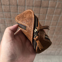 Étui à clés créatif rétro en cuir Crazy Horse durable avec fermeture éclair, porte-cartes, rangement domestique, en cuir véritable vintage pour hommes et femmes