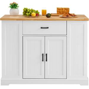 Drawer & Shelves Serving <b>Cart</b> <b>Kitchen</b> <b>Island</b> Storage Cabinet - Product Image 1