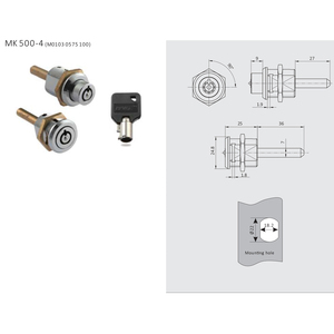 Serrures pour véhicules électriques et motos MK500-4, cylindre à poussoir en métal, serrure à came pour <span class=keywords><strong>coffre</strong></span> de moto, serrure de <span class=keywords><strong>coffre</strong></span> pour scooter électrique - Product Image 3