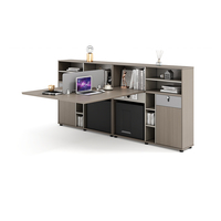 Bureau modulaire pour 4 personnes avec rangement, tiroir verrouillable, module d'alimentation, structure en métal pour bureau
