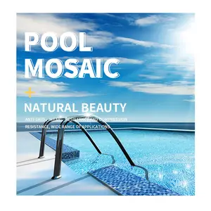 Hot Sale Luxury Blue Glass Waterjet Mosaic Tiles Modern Square Design for Pool Floor Features Parquet for Villas and Hotels